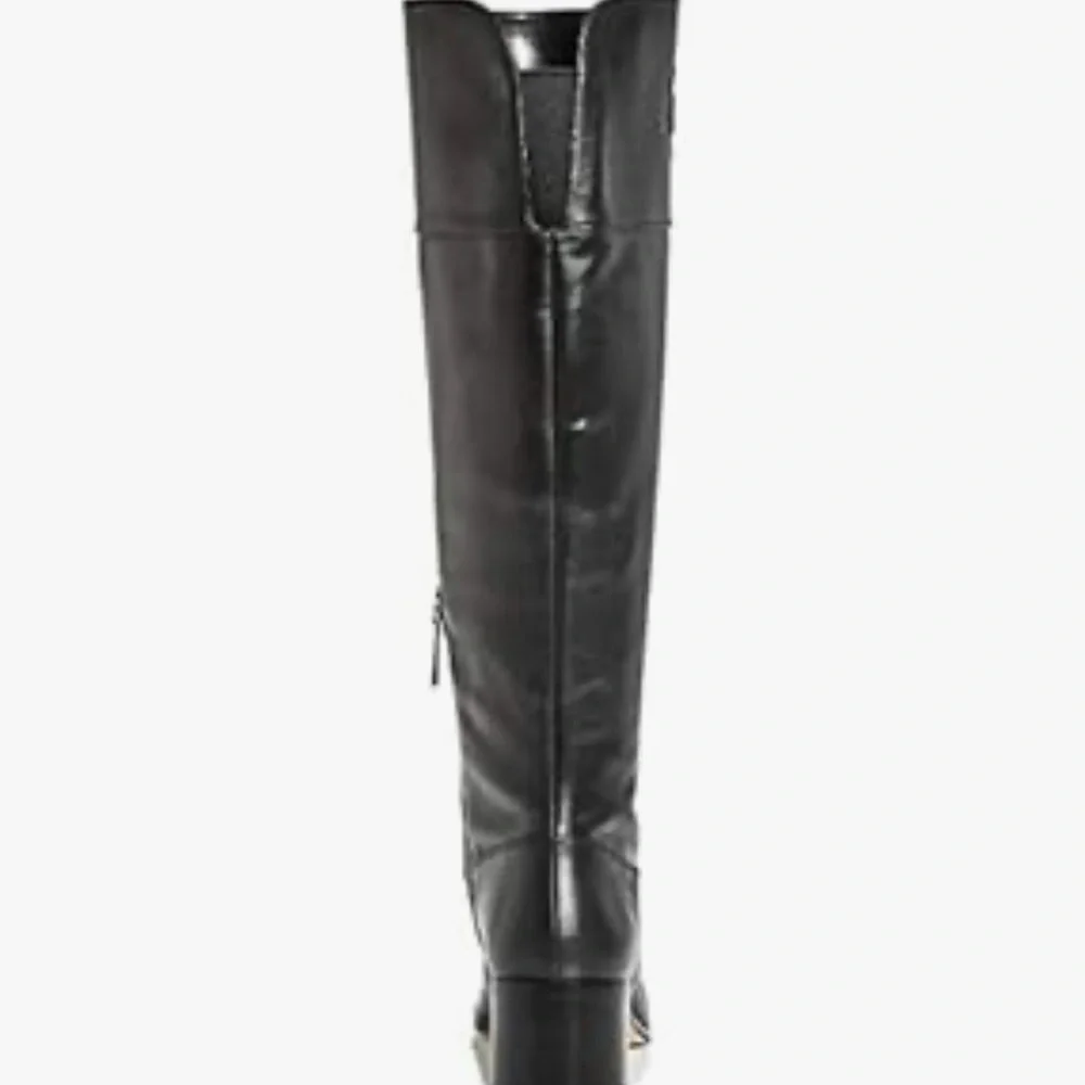 MICHAEL MICHAEL KORS Dylan Black Leather Tall Boots Chunky Heel Size 7.5 - Picture 11 of 12